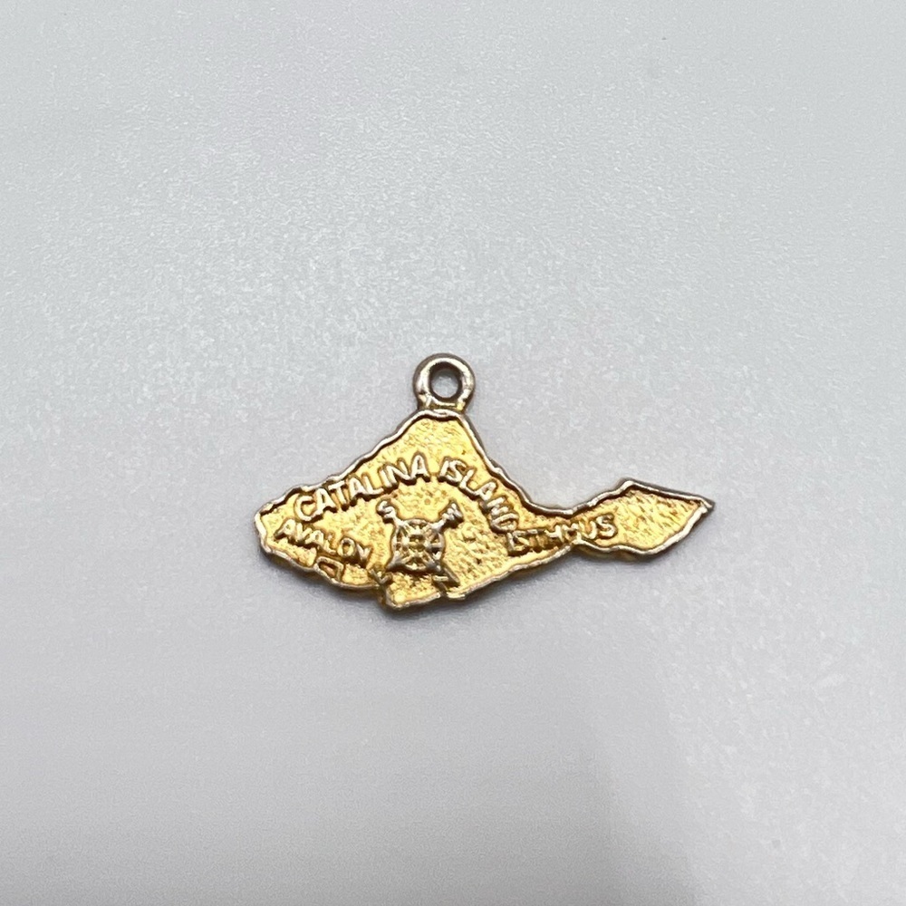 Vintage Catalina Island Sterling Silver Avalon Isthmus Map Pendant